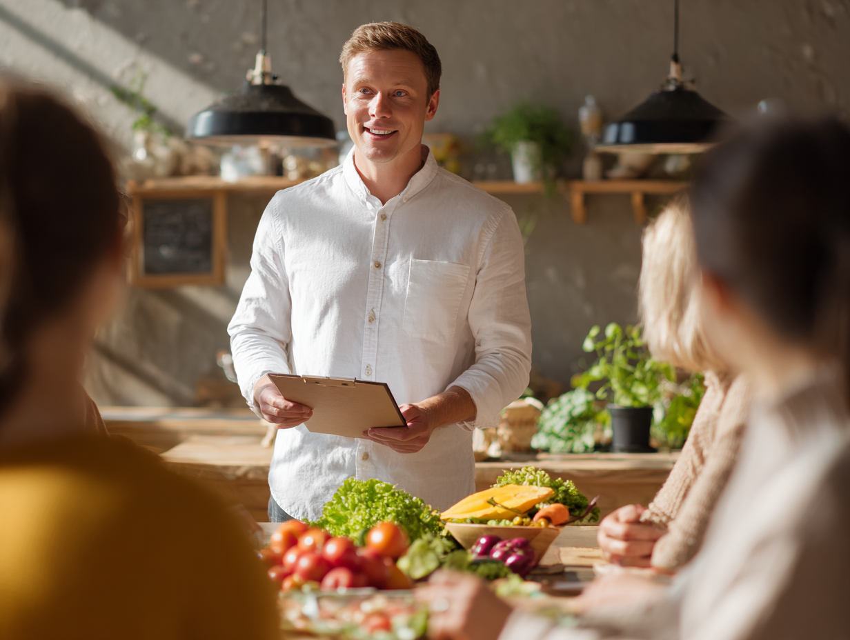 Задоволені клієнти готують здорову їжу